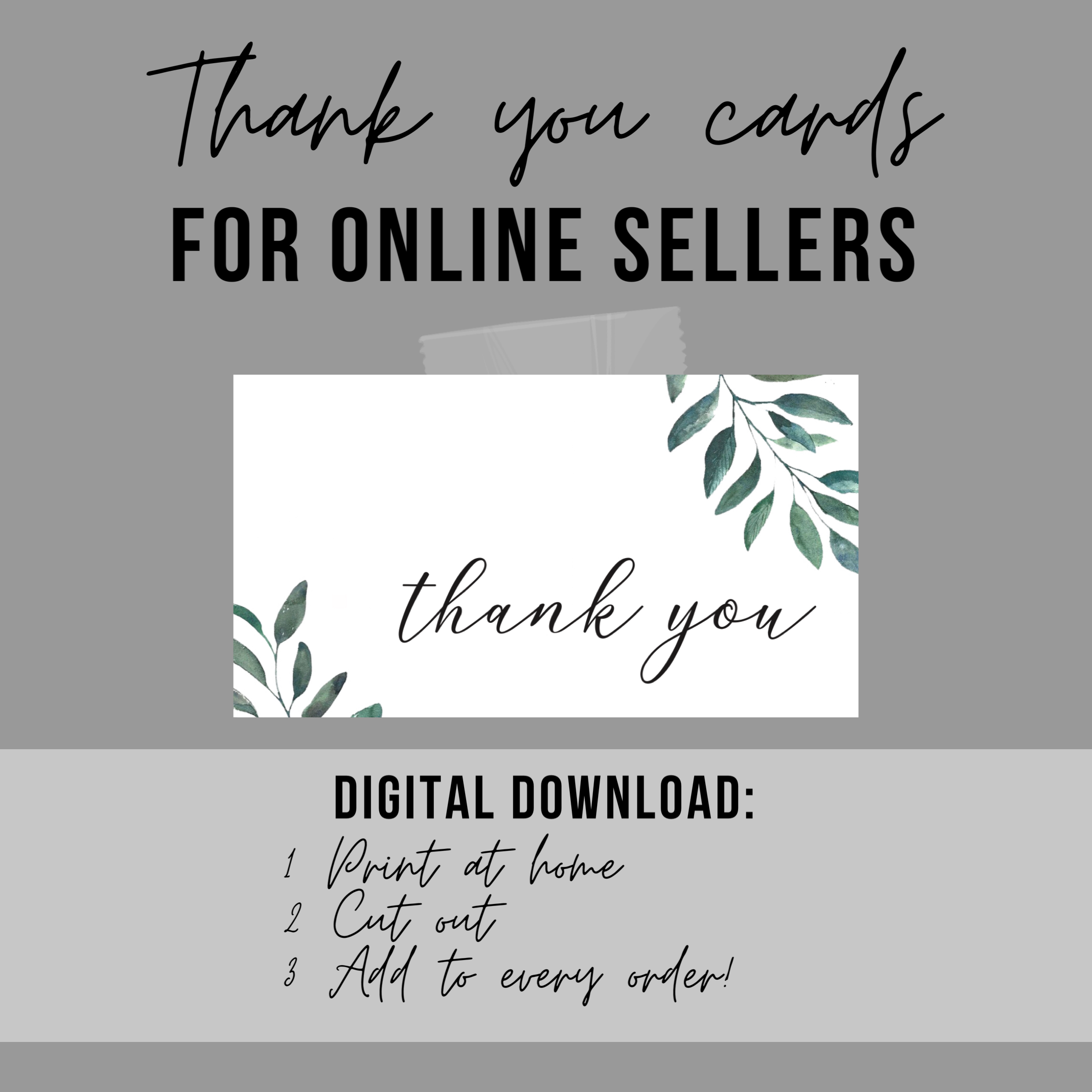 Thank You Printable Business Cards [Watercolor Leaves] - Image 2