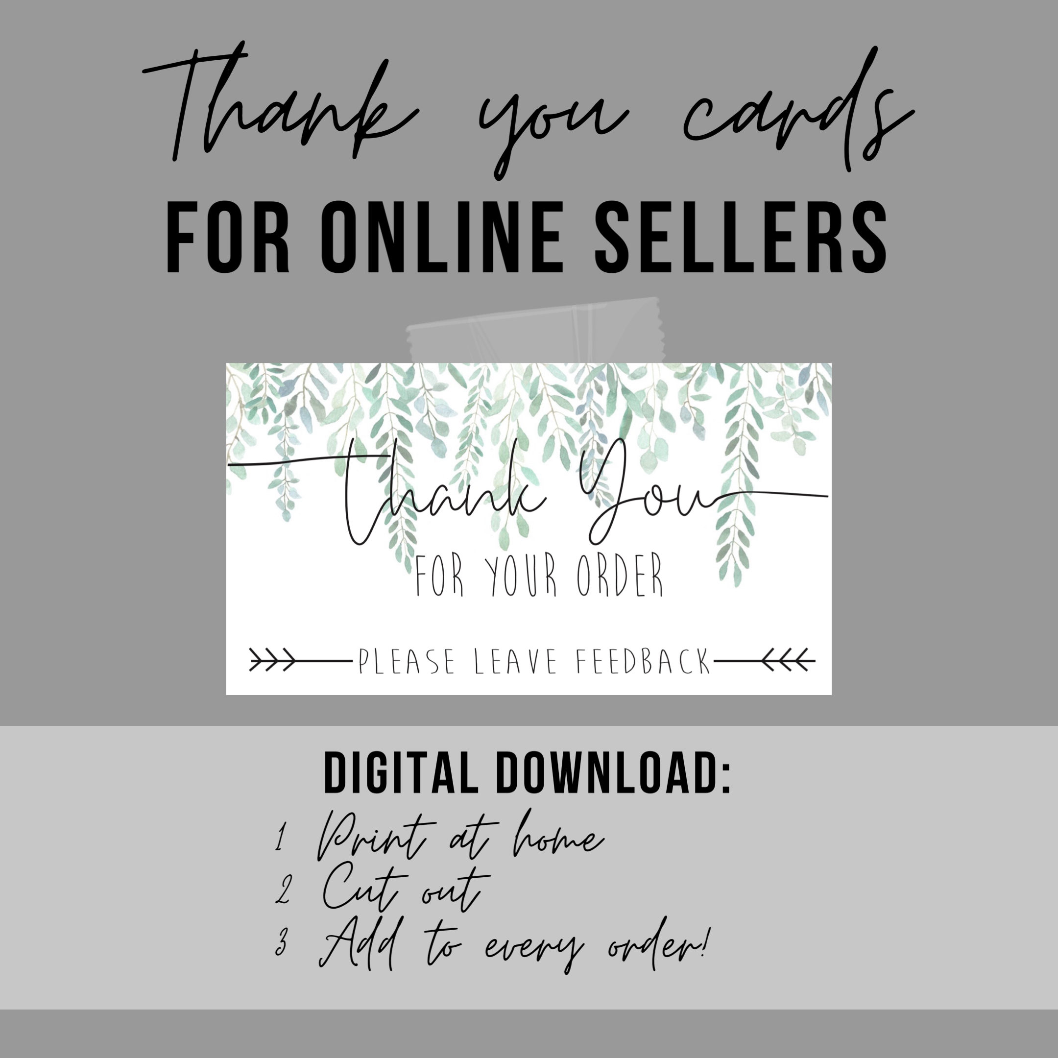 Thank You for your Order Printable Business Cards [Green Leaves] - Image 2