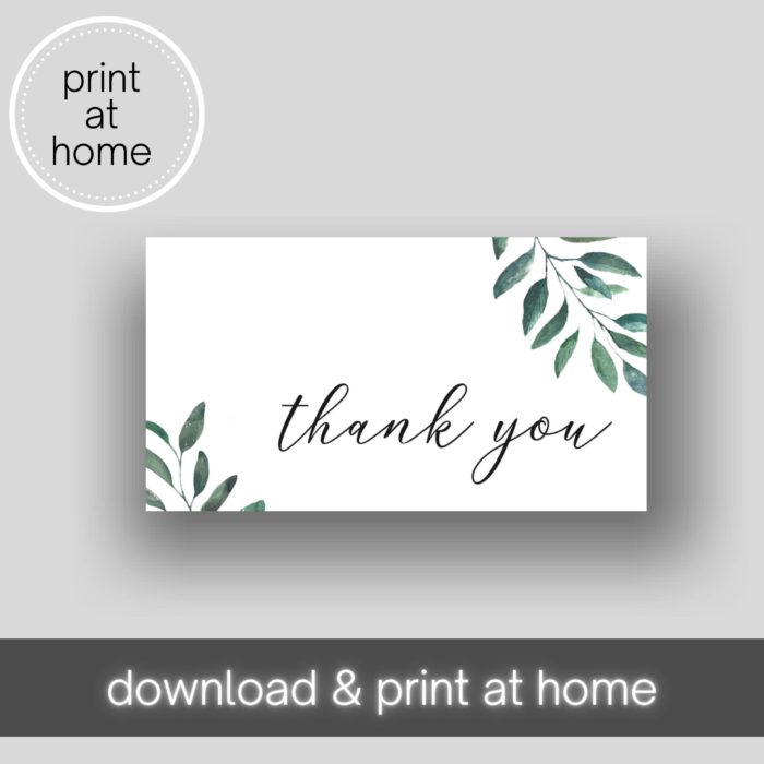 Thank You Printable Business Cards [Watercolor Leaves]
