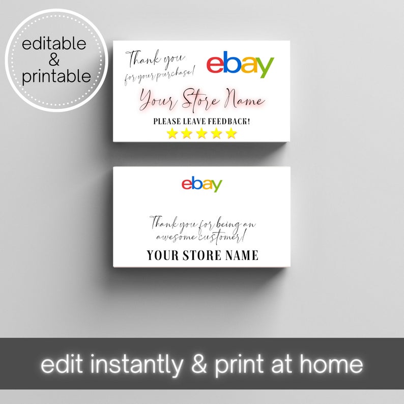Customizable Thank You For Your Purchase Cards [eBay]