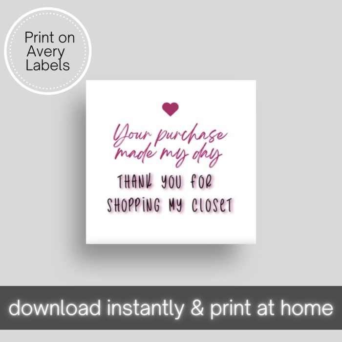 Poshmark Your Purchase Made My Day Printable 2" Square Stickers
