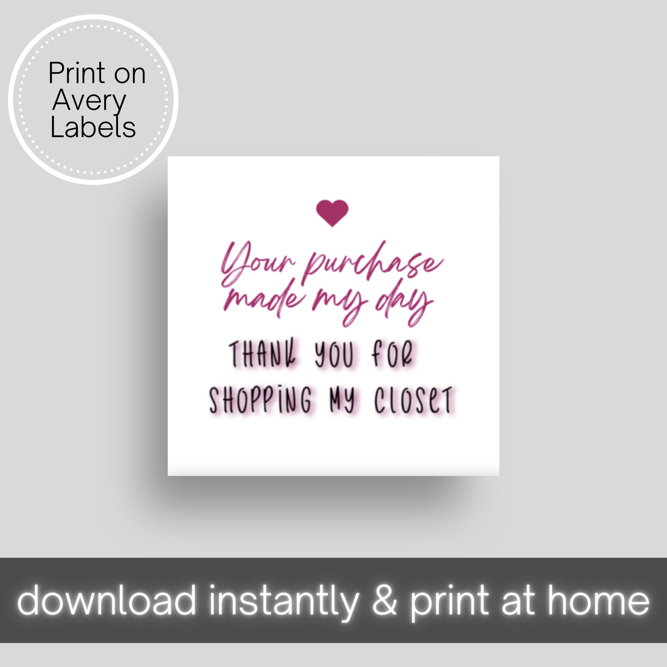 Poshmark Your Purchase Made My Day Printable 2" Square Stickers
