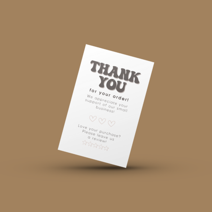 Thank You For Your Order Printable Business Cards